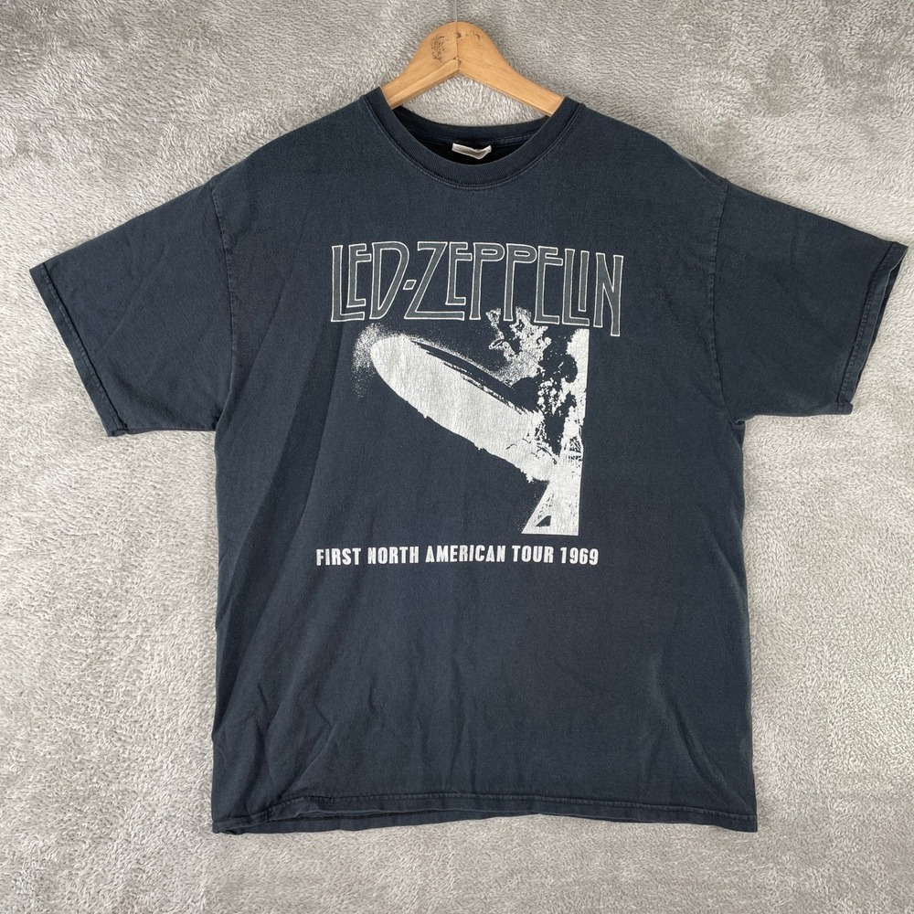 Vintage Led Zeppelin Shirt Mens Large Black First North American Tour Y2K Hanes